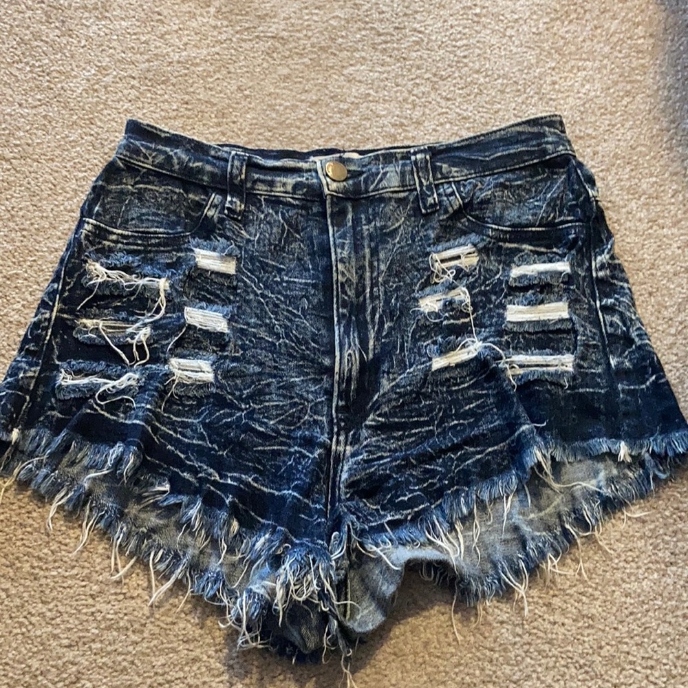 High waisted distressed shorts